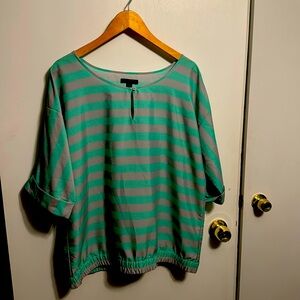 Women’s silk mint/grey striped blouse